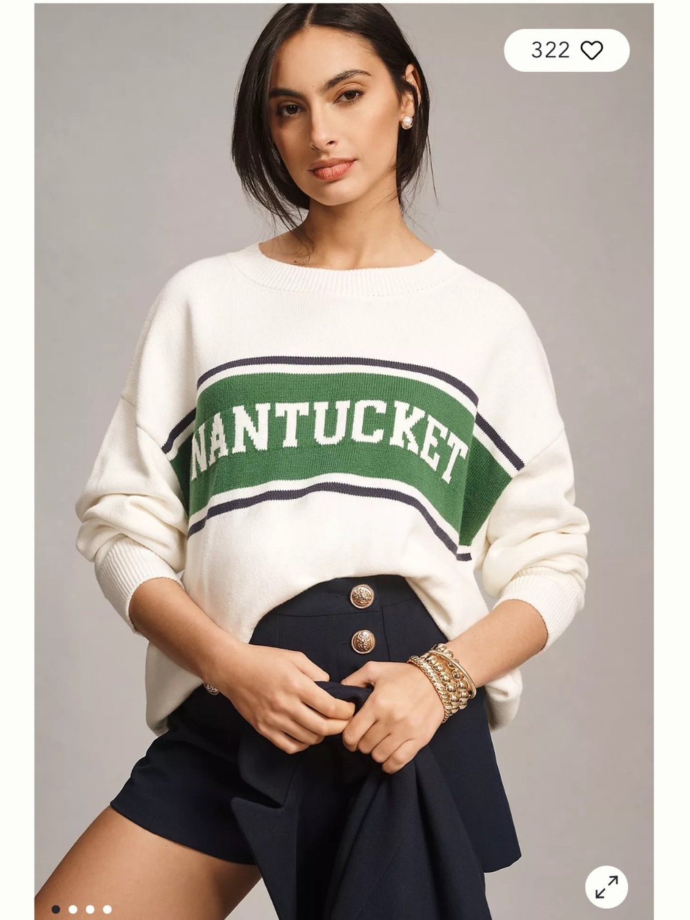 Moonrise Nantucket Oversized Cream Knit Pullover Sweatshirt - Picture 4 of 6